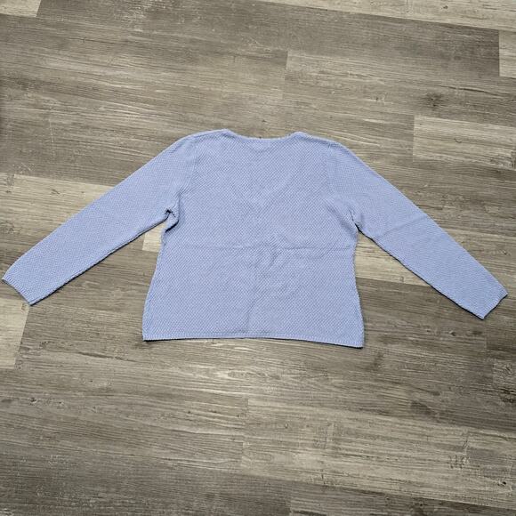 Sigrid Olsen Sport Bluish Purple Linen Button Up Cardigan Long Sleeve Sweater - Picture 2 of 7